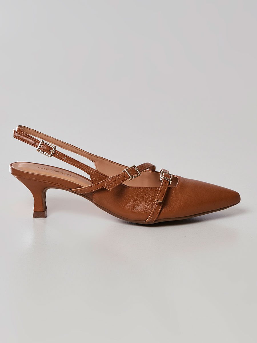 Scarpin Slingback Camel Marrom 2