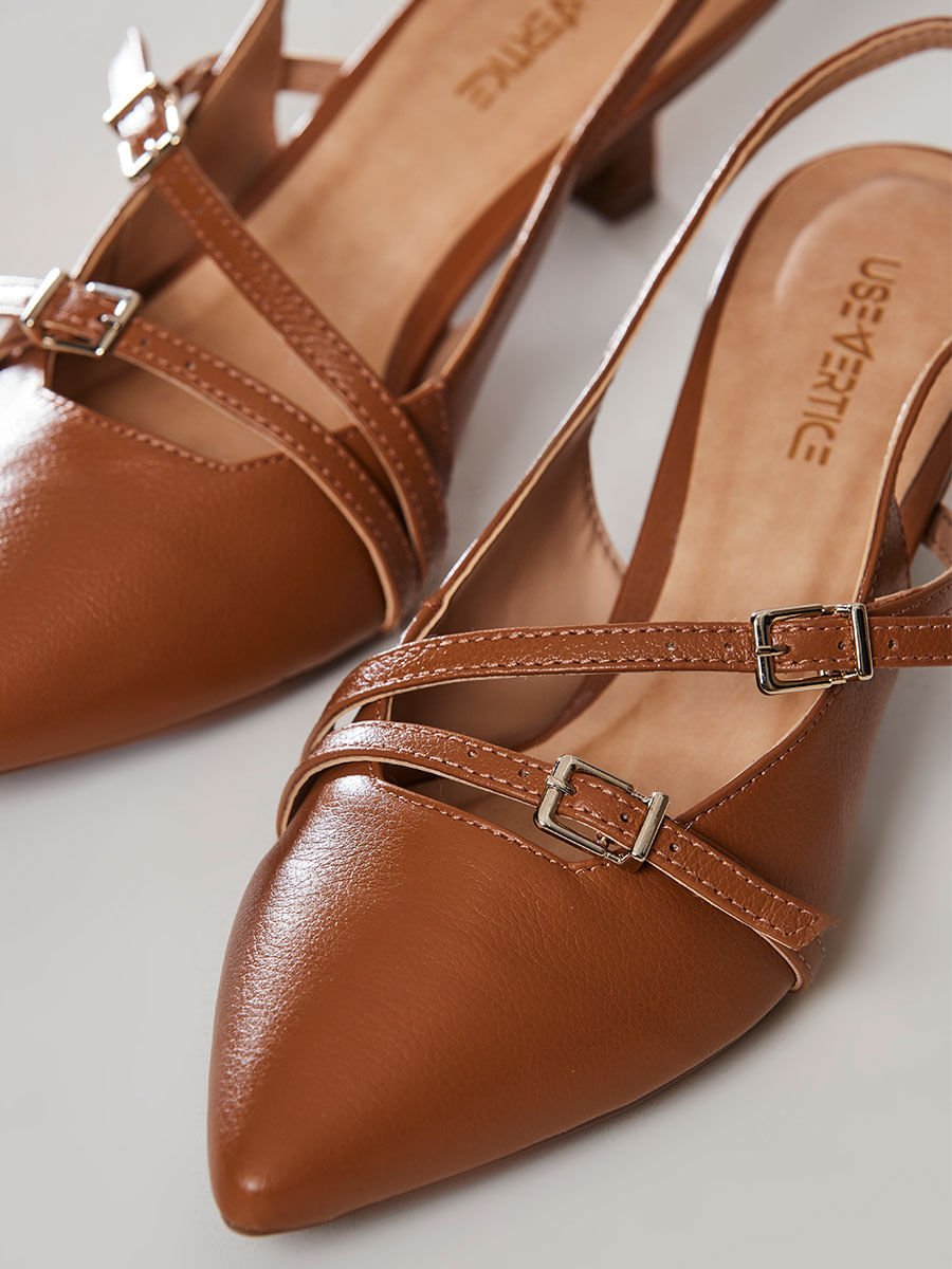 Scarpin Slingback Camel Marrom 3