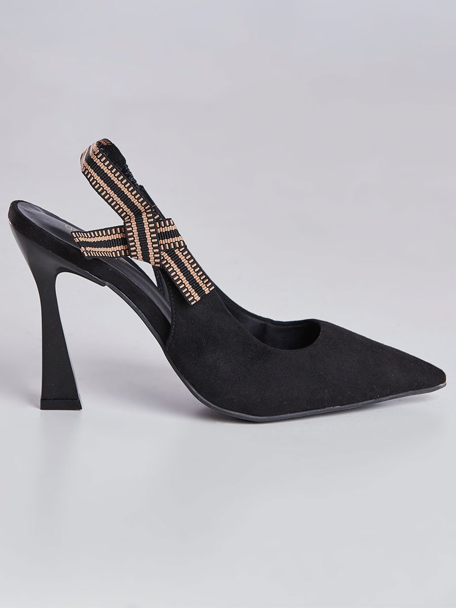 Scarpin Slingback com Tira Listrada Preto Preto 2