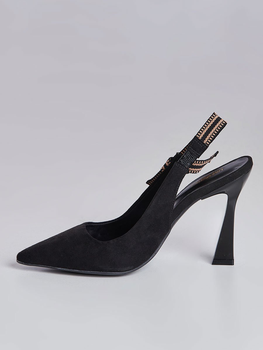 Scarpin Slingback com Tira Listrada Preto Preto 5