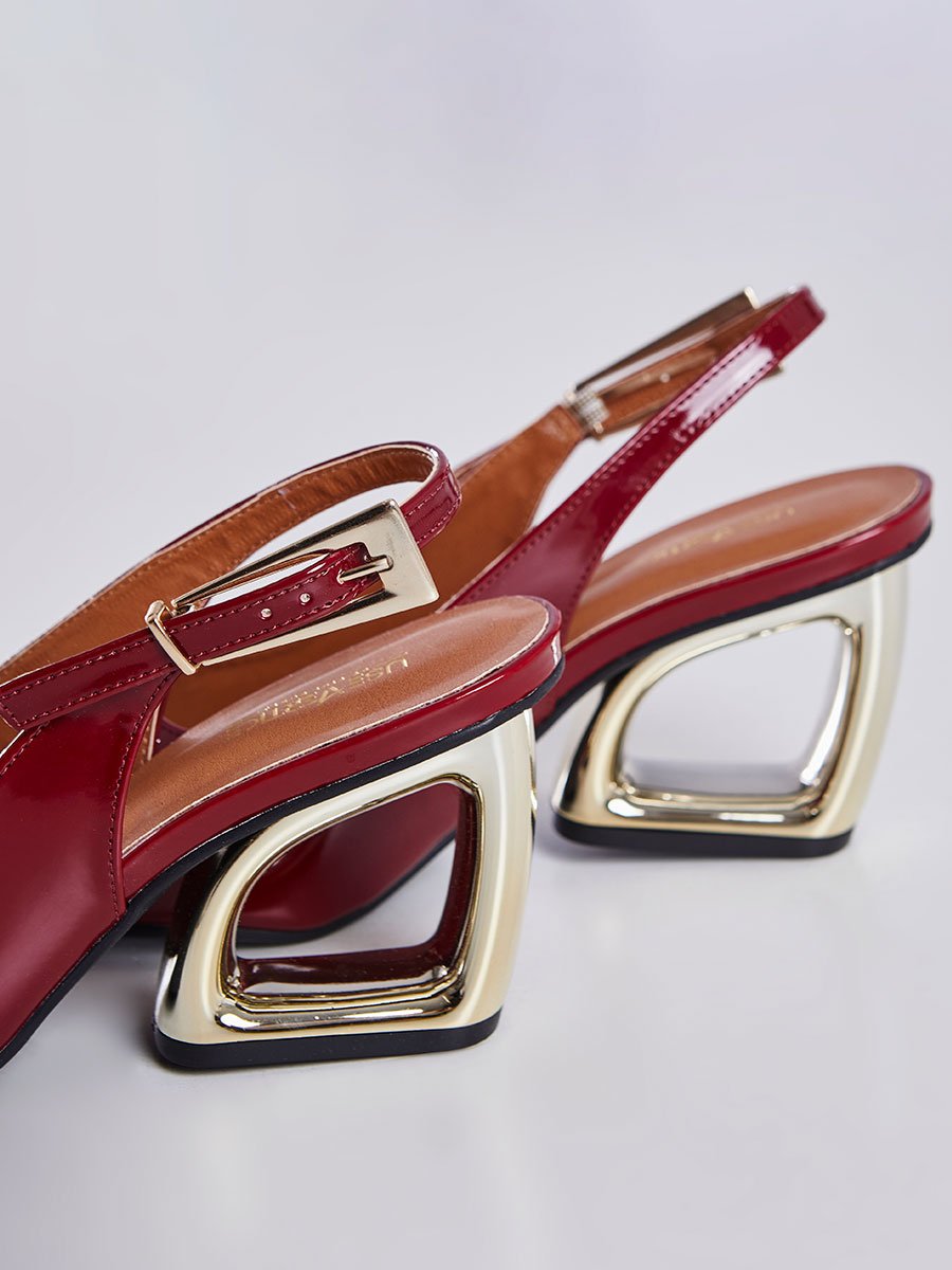 Scarpin Com Salto Geometrico Vazado Vinho Vinho 3