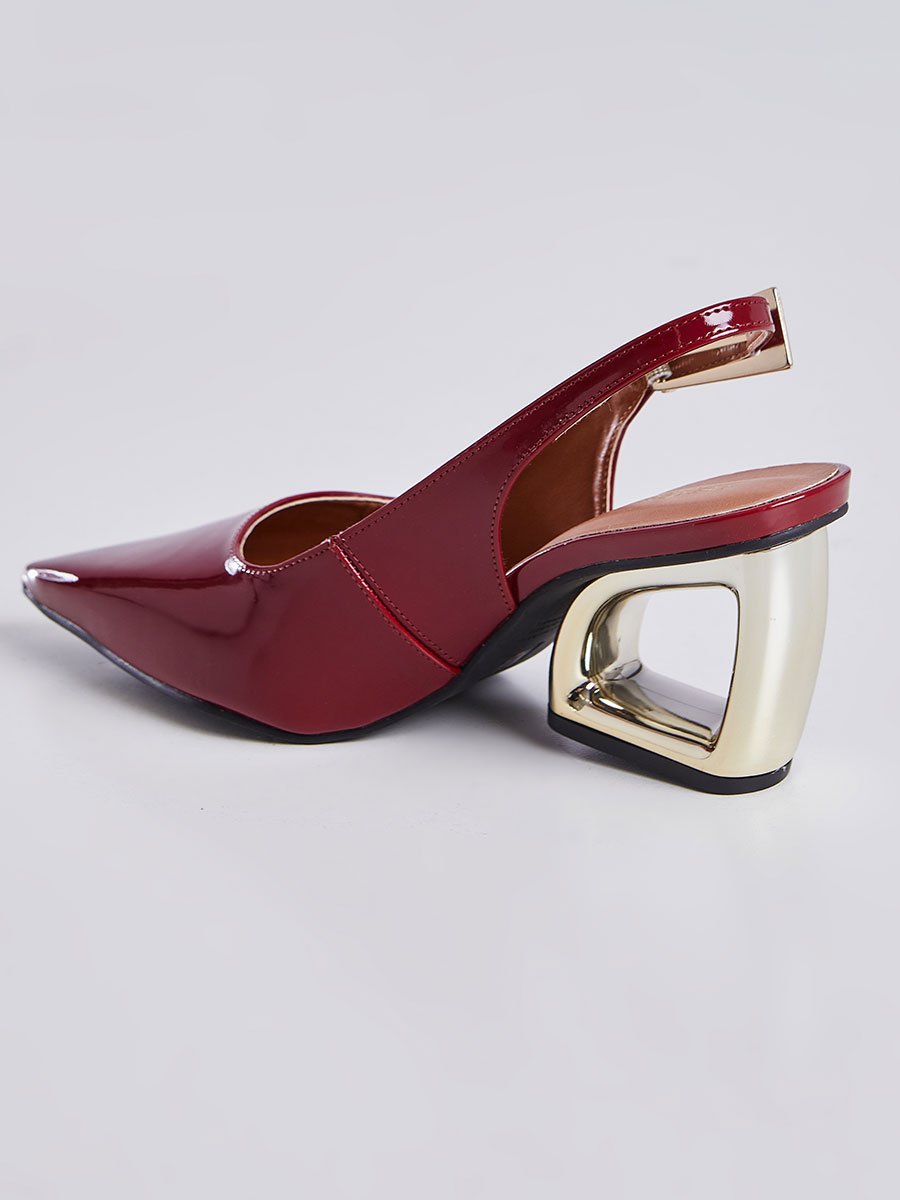 Scarpin Com Salto Geometrico Vazado Vinho Vinho 4