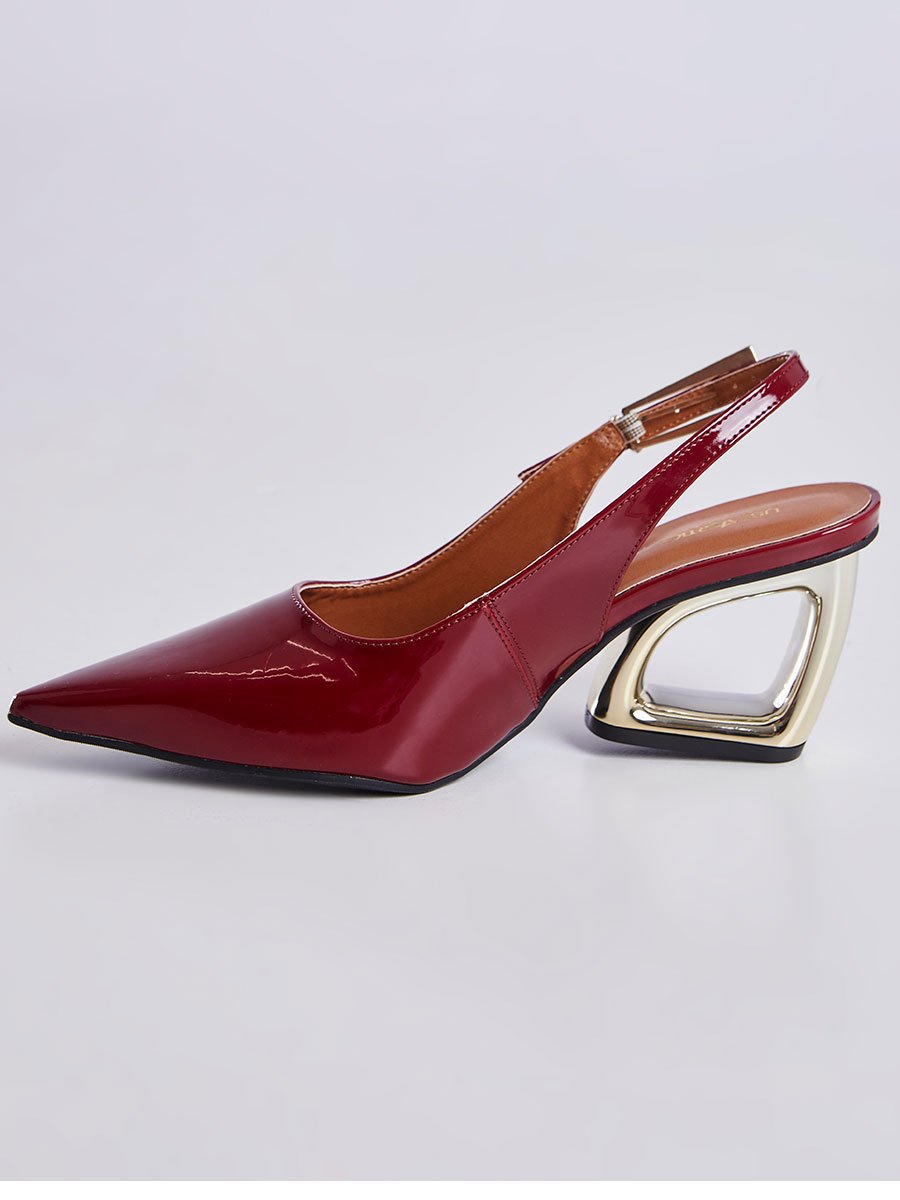 Scarpin Com Salto Geometrico Vazado Vinho Vinho 5