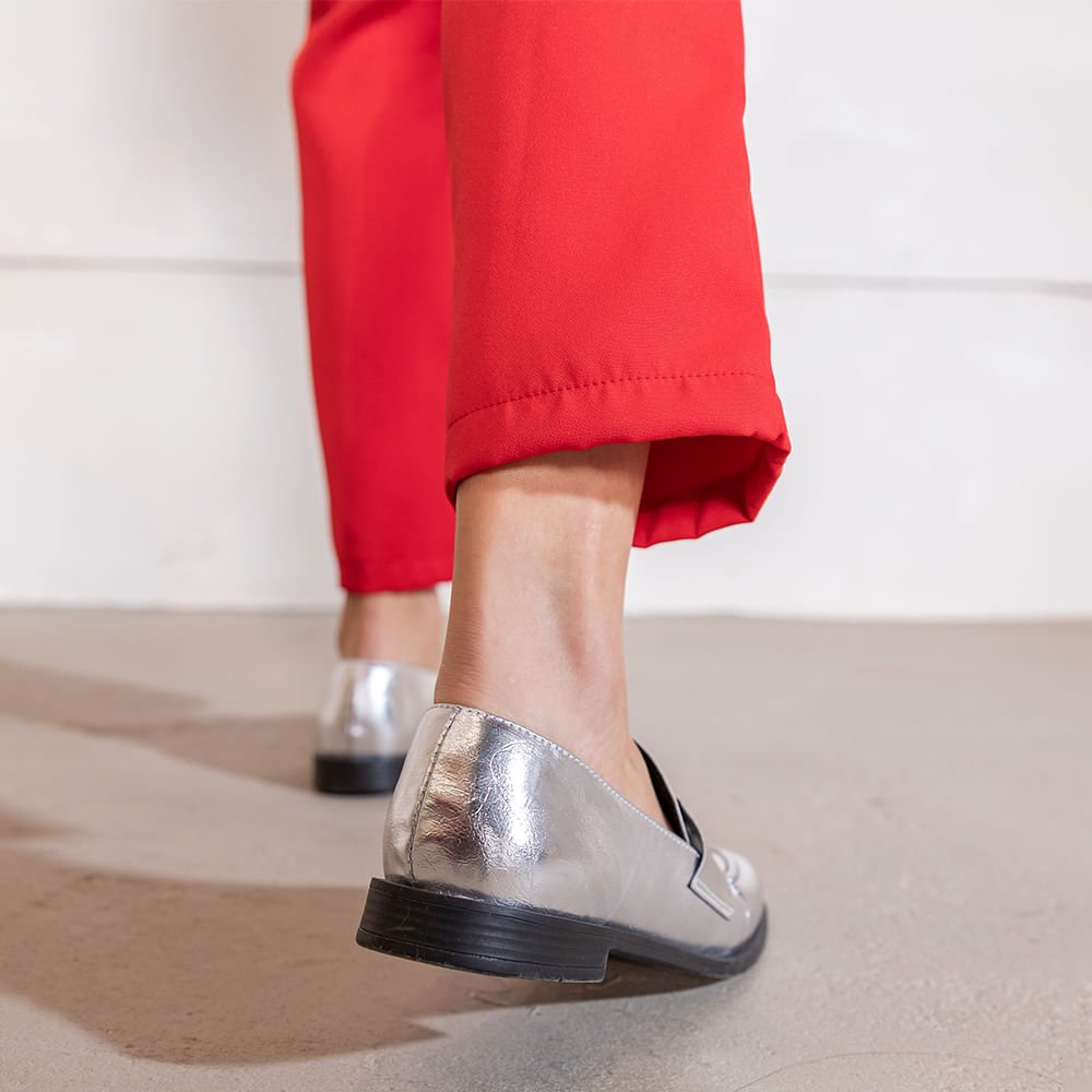 Mocassim Verniz com Ponteiras Metal Prata Prata 4