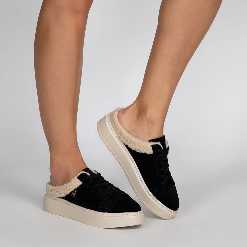 Tênis Mule Pelo Preto Preto 7