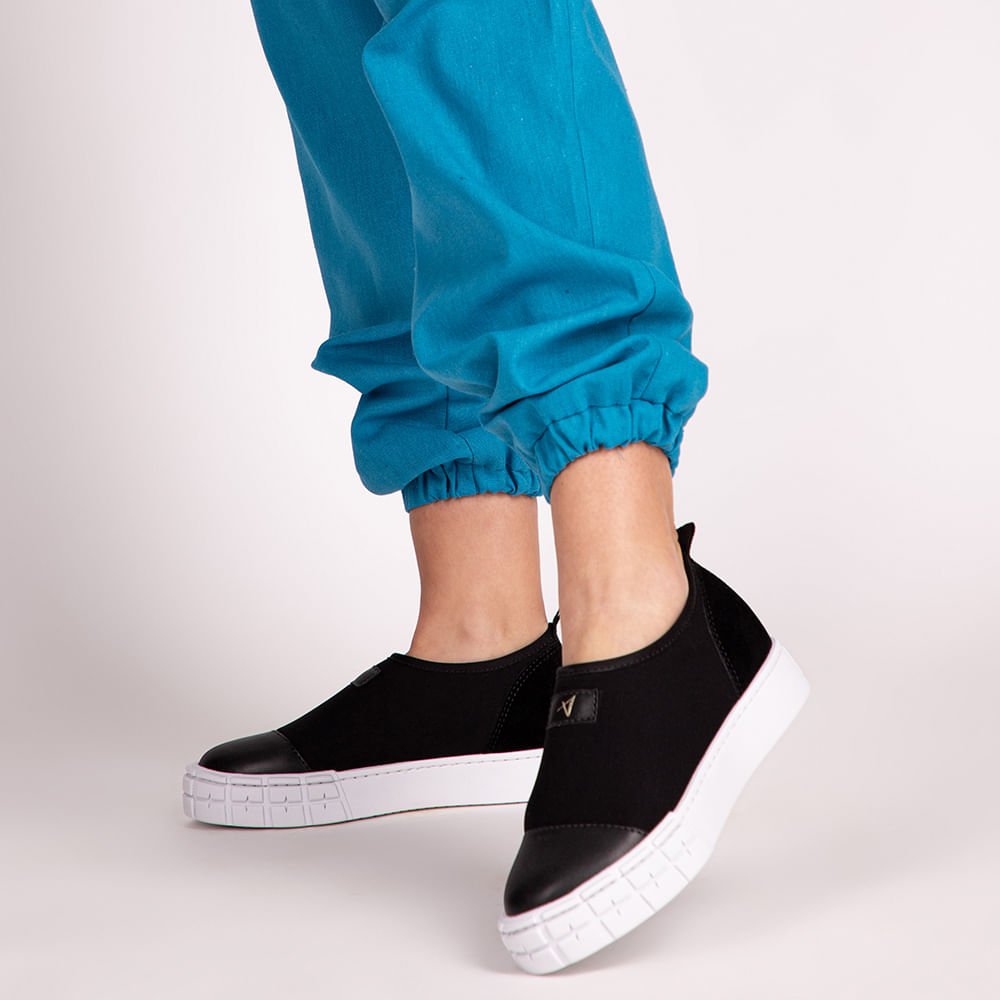 Tênis Slip On Elastano Flatform Preto Preto 2