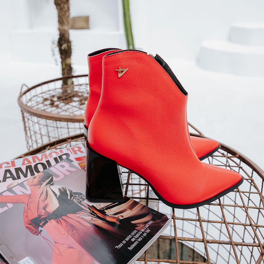 Bota Western Cano Curto Salto Bloco Coral Coral 3