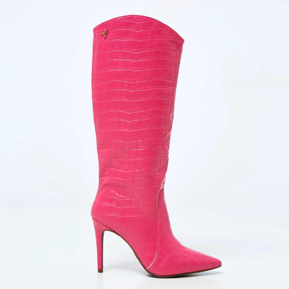 Cano Longo Botas Why Pink Bota Cano Longo Salto Fino Pink Pink