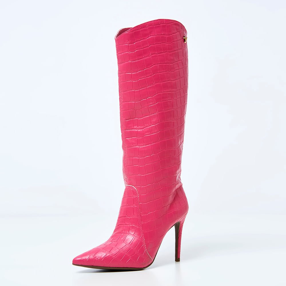 Bota Cano Longo Salto Fino Pink Pink 4