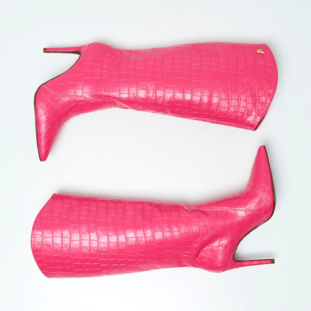 Bota Cano Longo Salto Fino Pink Pink 5