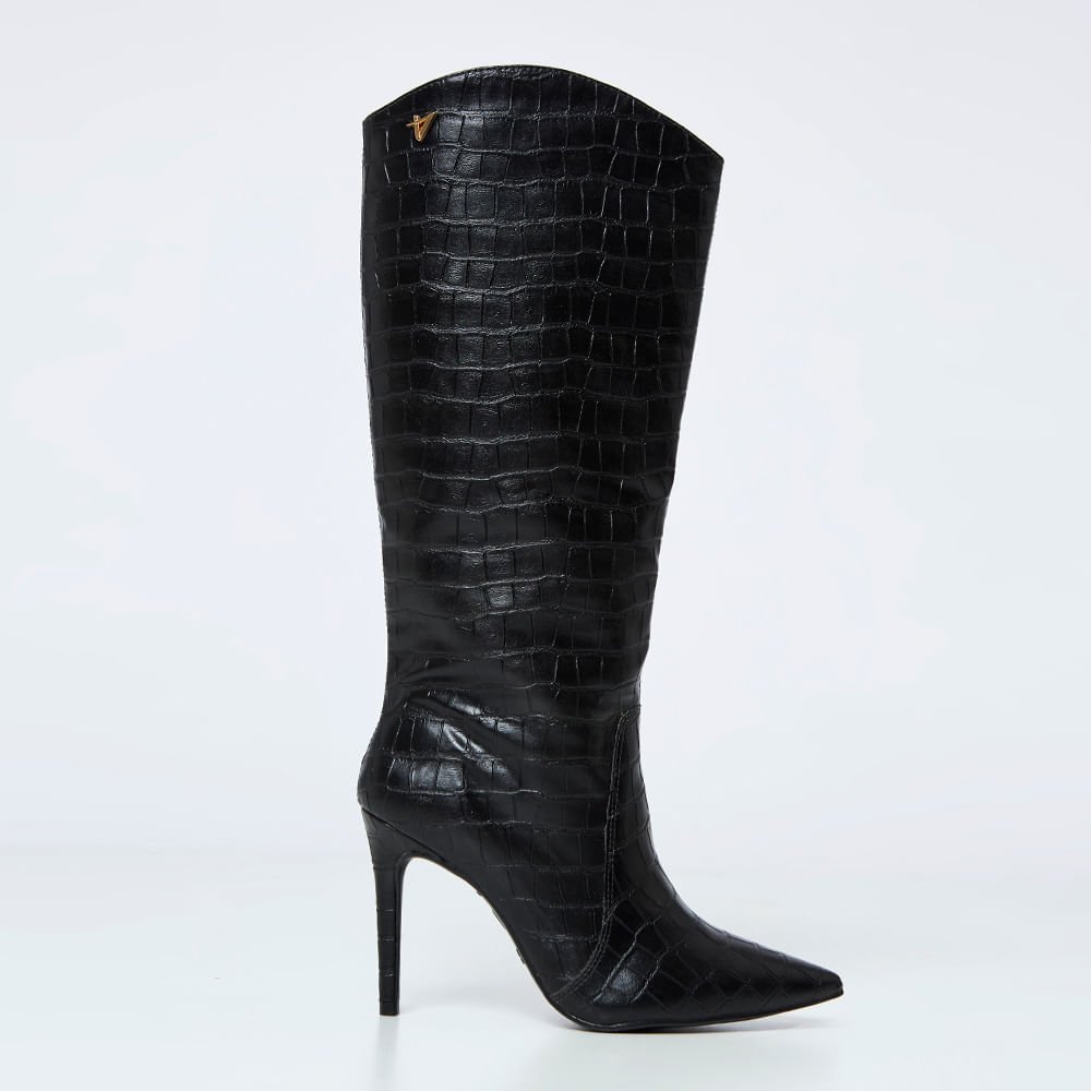 Bota Cano Longo Salto Fino  Preto Preto 3