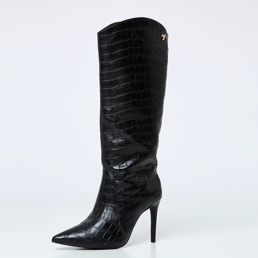 Bota Cano Longo Salto Fino  Preto Preto 4