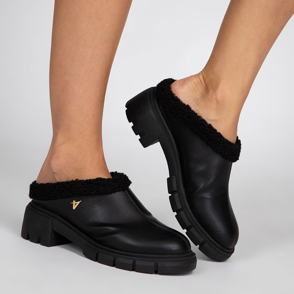 Bota Mule Solado Tratorado Preto Preto 6