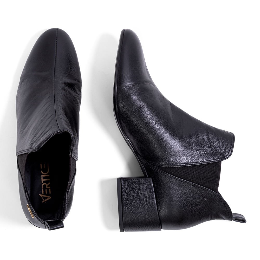Bota Feminina Cano Curto Salto Baixo Preto Preto 4