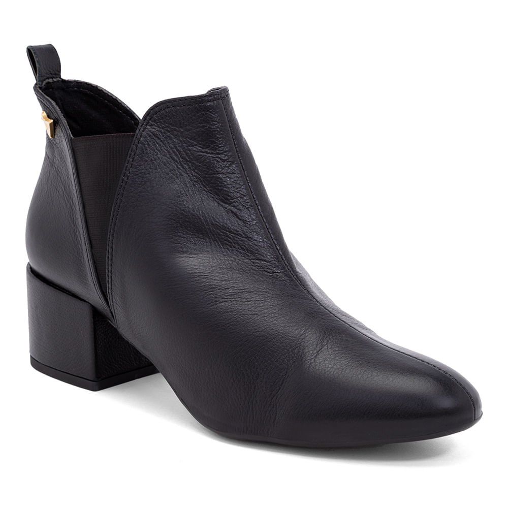 Bota Feminina Cano Curto Salto Baixo Preto Preto 1