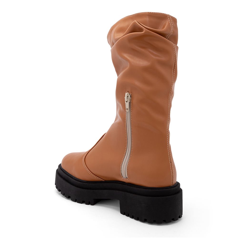 Bota Feminina Cano Longo Over Salto Tratorado Marrom Marrom 2