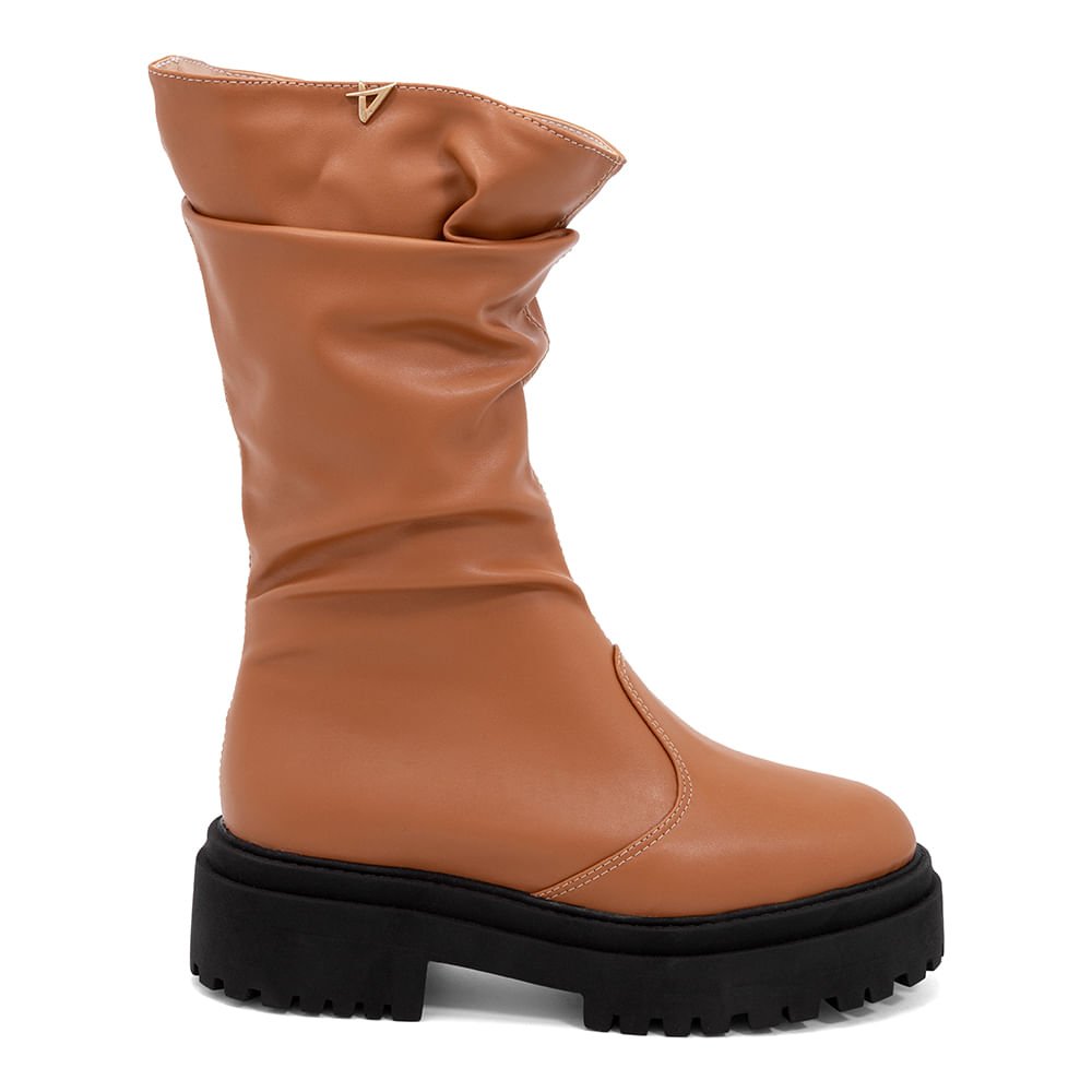Bota Feminina Cano Longo Over Salto Tratorado Marrom Marrom 3