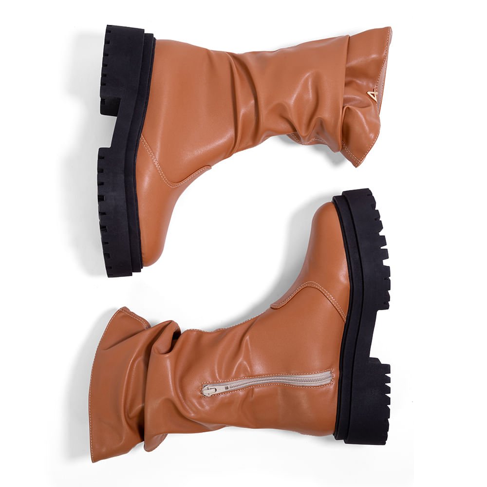 Bota Feminina Cano Longo Over Salto Tratorado Marrom Marrom 4