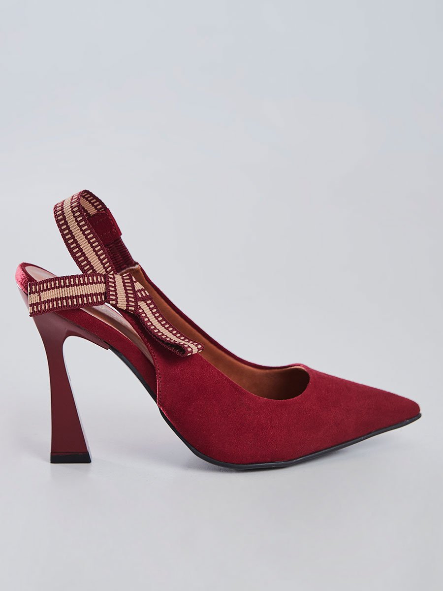 Scarpin Slingback com Tira Listrada Vinho Vinho 2