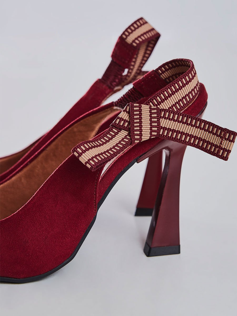 Scarpin Slingback com Tira Listrada Vinho Vinho 3