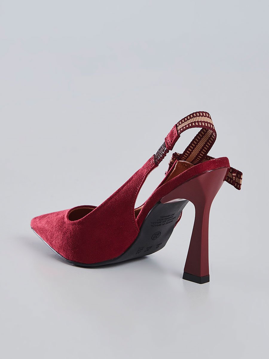 Scarpin Slingback com Tira Listrada Vinho Vinho 4