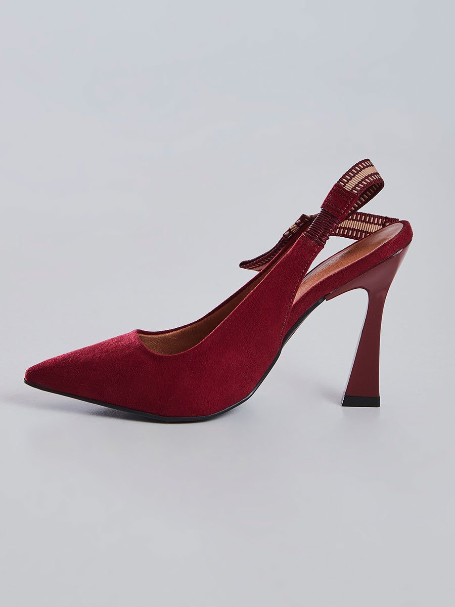 Scarpin Slingback com Tira Listrada Vinho Vinho 5