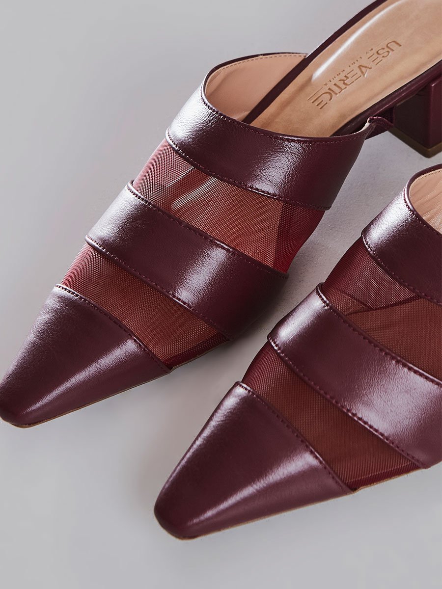 Mule Bico Fino com Tiras Marsala Marsala 3
