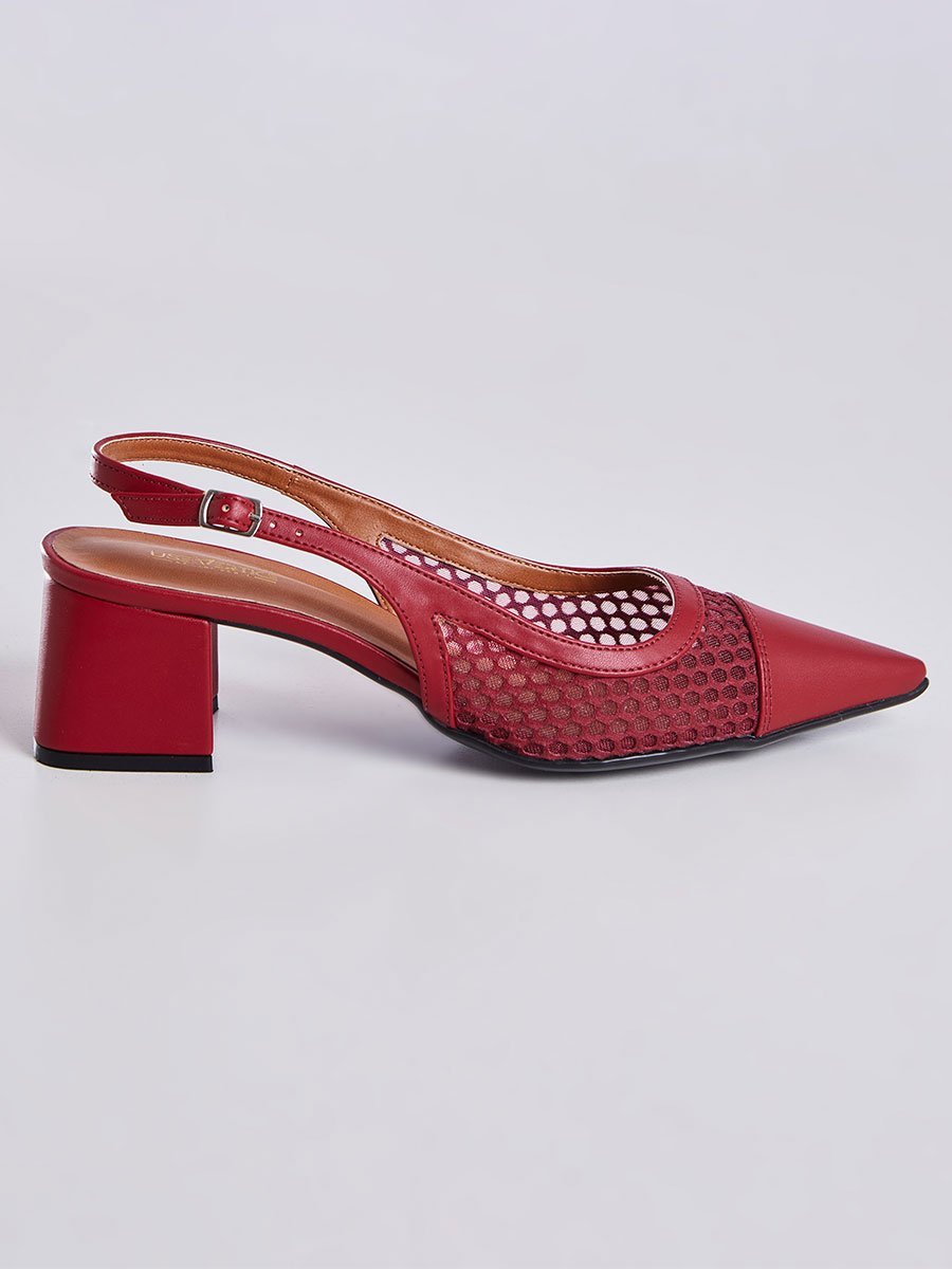 Sandália Salto Bloco Slingback Vinho Vinho 2