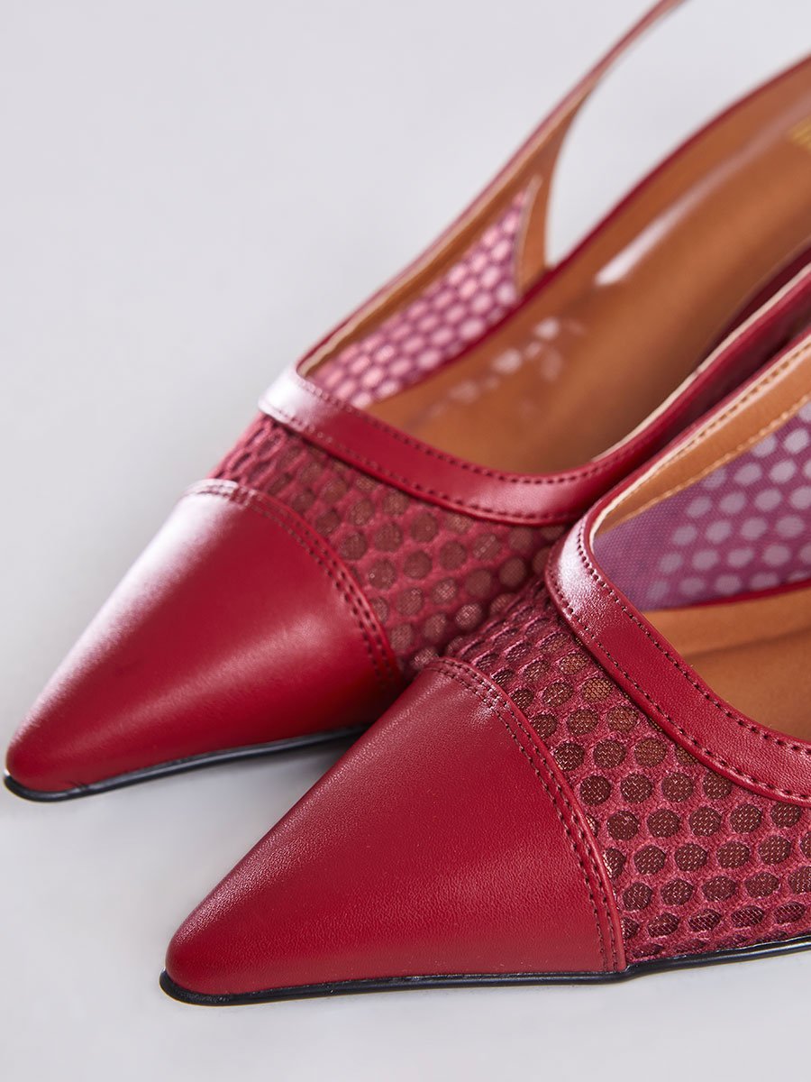 Sandália Salto Bloco Slingback Vinho Vinho 3