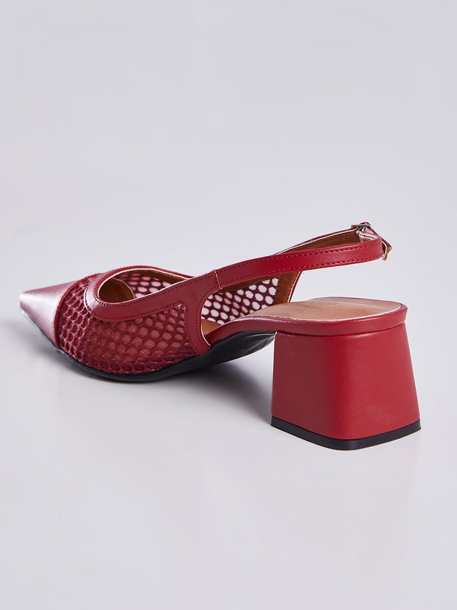 Sandália Salto Bloco Slingback Vinho Vinho 4