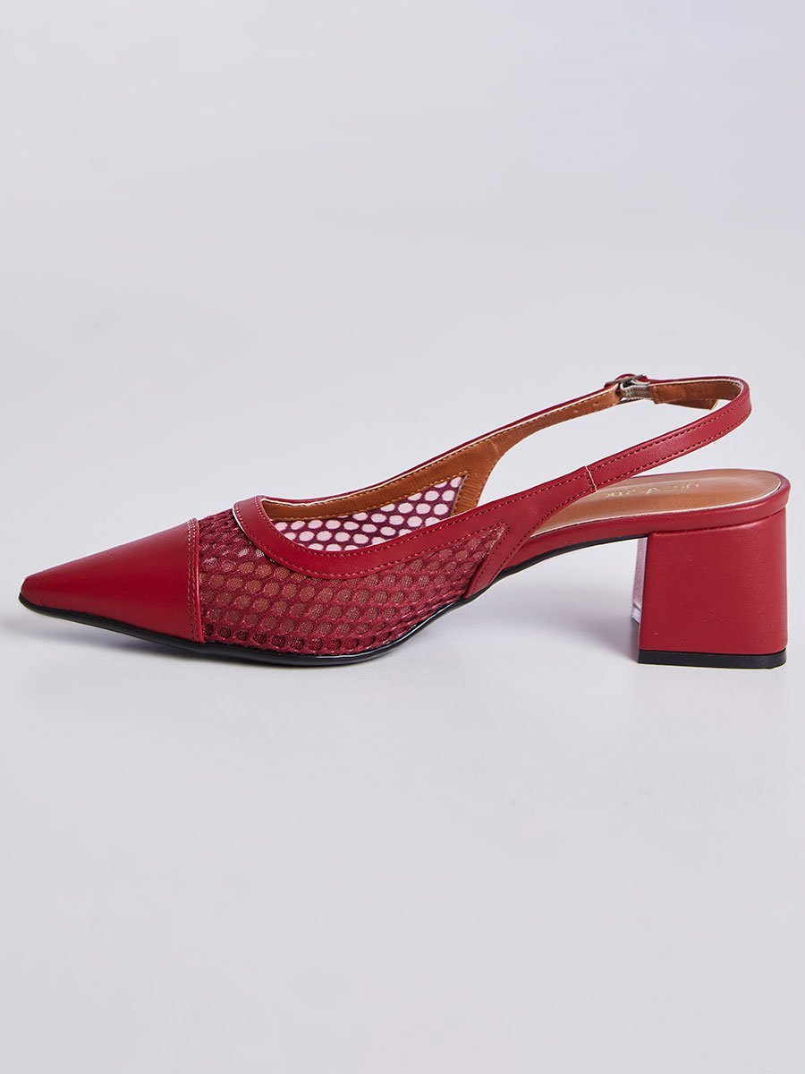 Sandália Salto Bloco Slingback Vinho Vinho 5