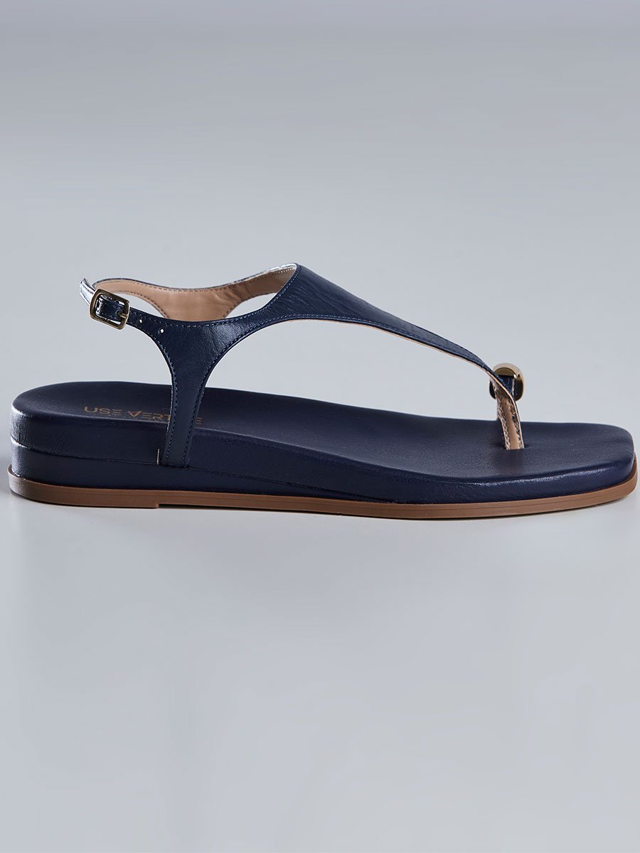 Sandália Rasteira Feminina com Dedo Azul Azul 2