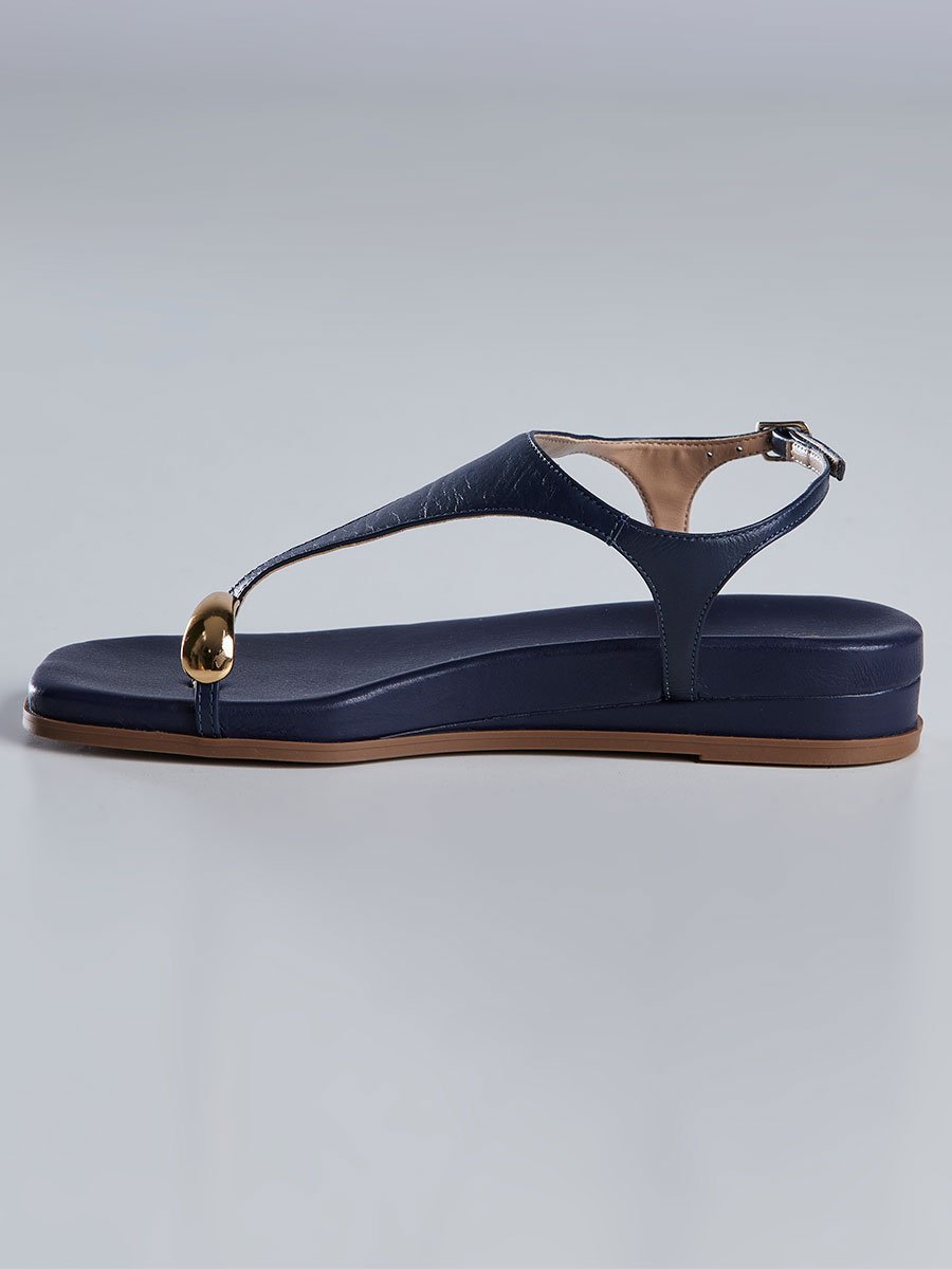 Sandália Rasteira Feminina com Dedo Azul Azul 5