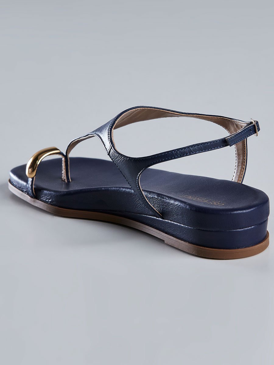 Sandália Rasteira Feminina com Dedo Azul Azul 4