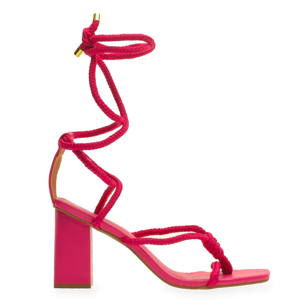 Sandália Bloco Cordão Rosa Rosa 3