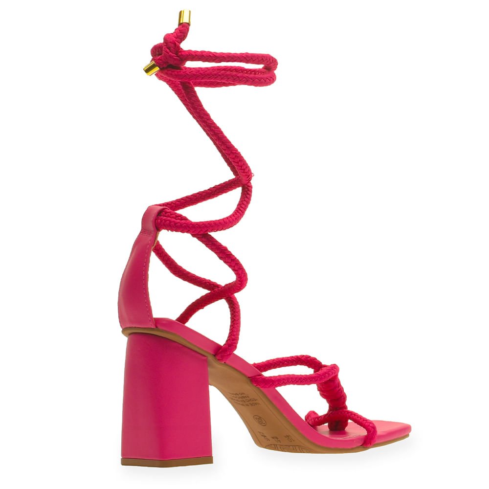 Sandália Bloco Cordão Rosa Rosa 4
