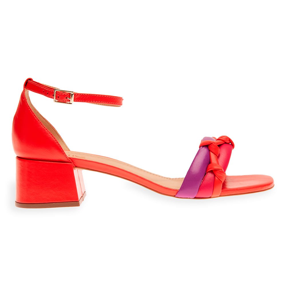 Sandália Salto Bloco Multicolor Laranja Laranja 3