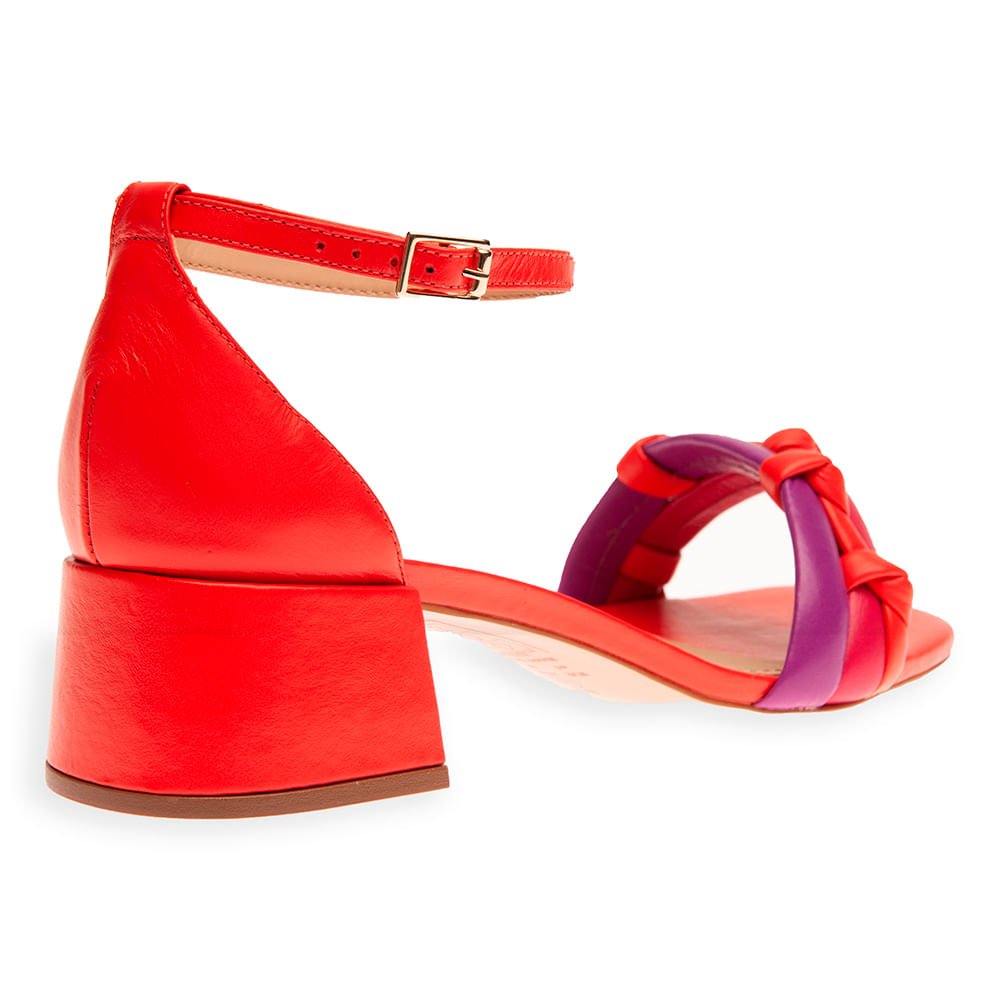 Sandália Salto Bloco Multicolor Laranja Laranja 4