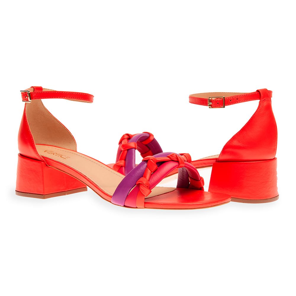 Sandália Salto Bloco Multicolor Laranja Laranja 5