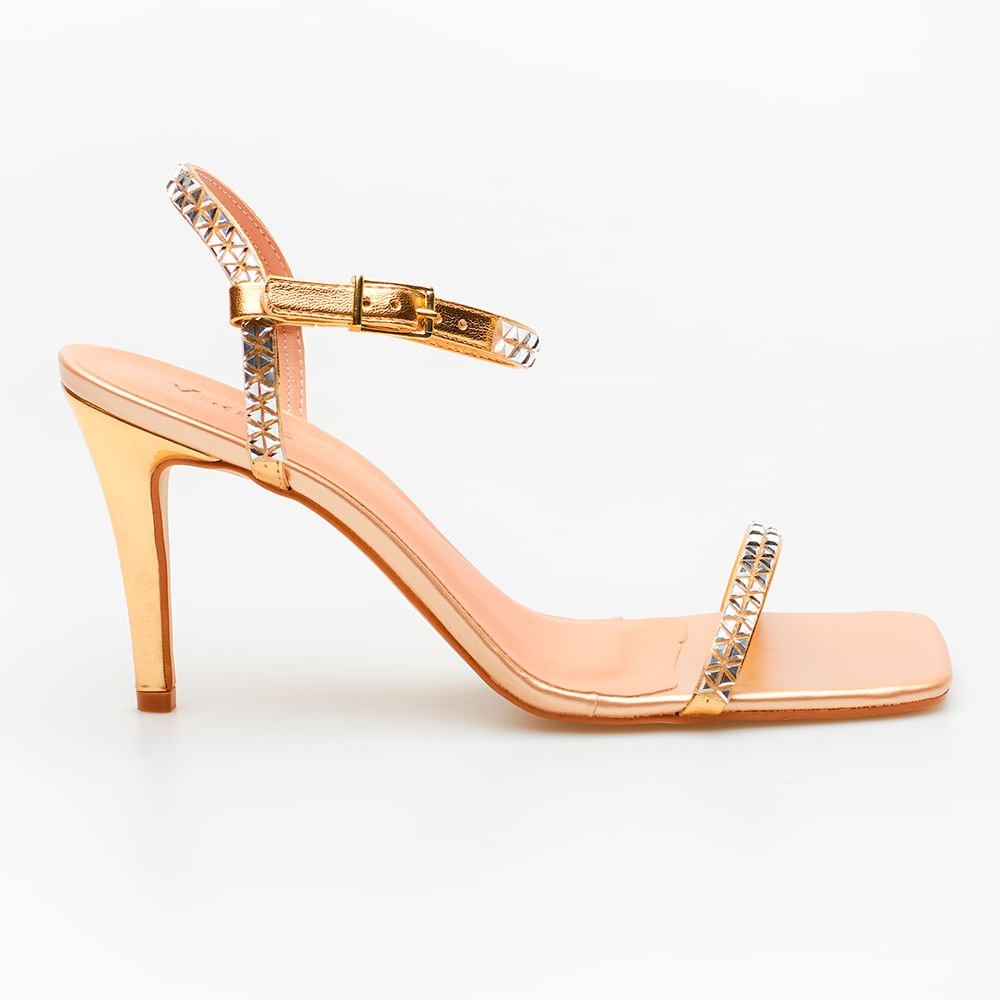 Sandália Metalica Strass Ouro Ouro 5