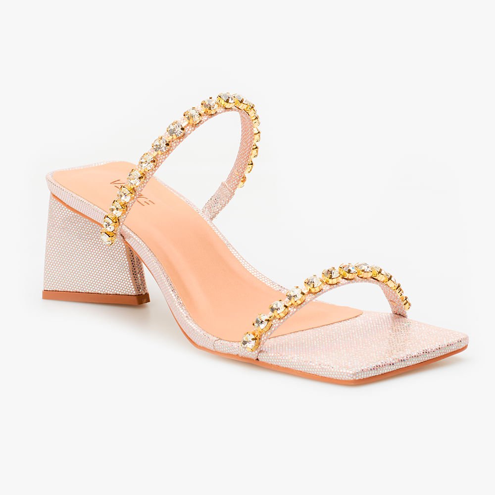 Sandália Mule Strass Bege Bege/Dourado 1
