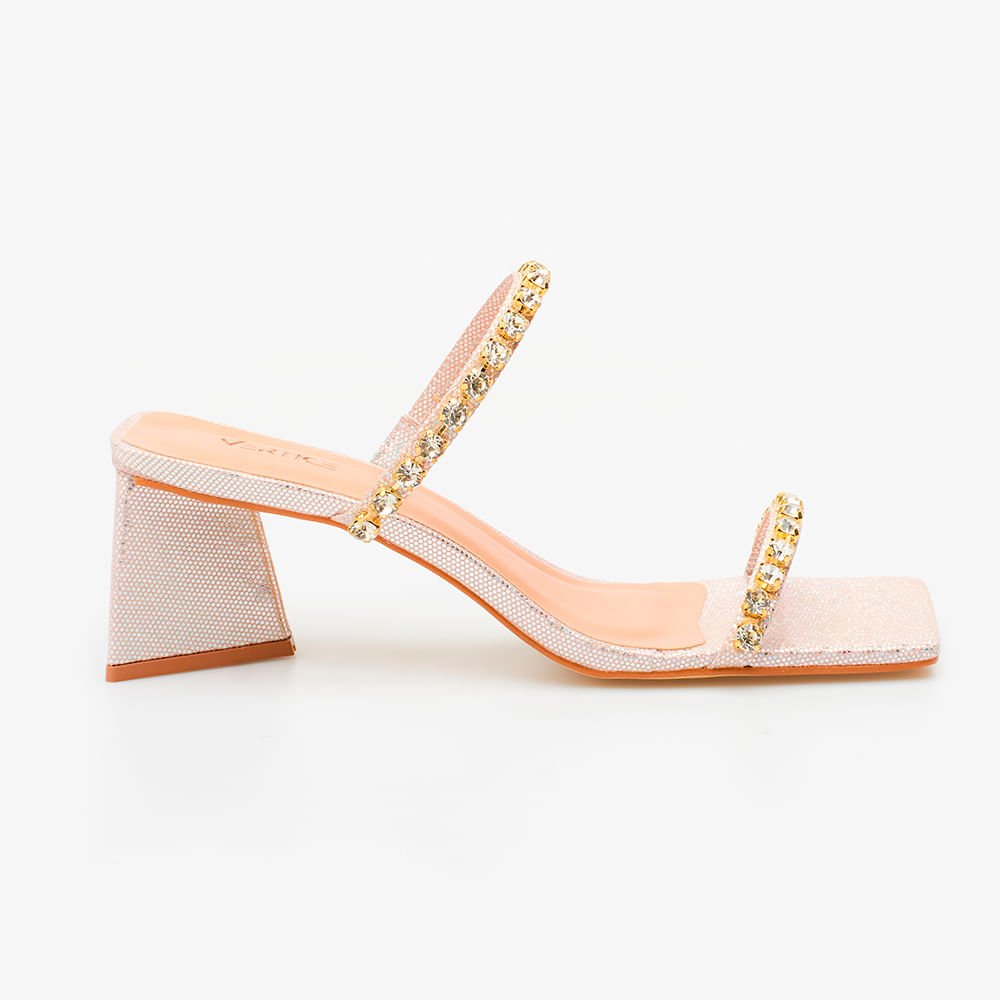 Sandália Mule Strass Bege Bege/Dourado 3