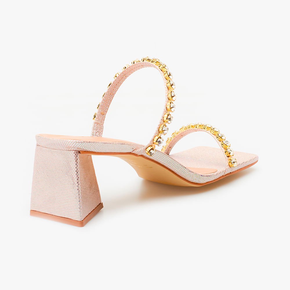 Sandália Mule Strass Bege Bege/Dourado 4