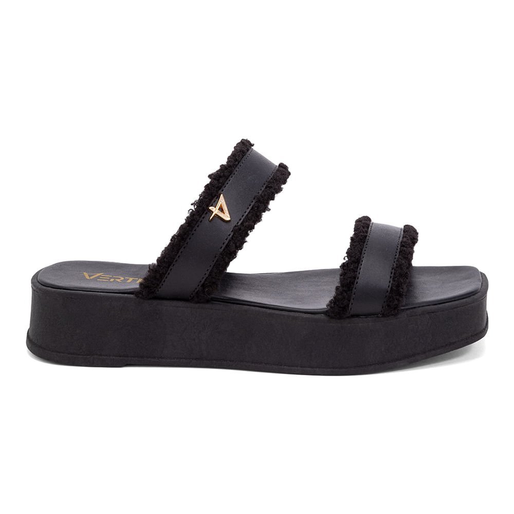 Sandália Flatform Duas Tiras  Preto Preto 2