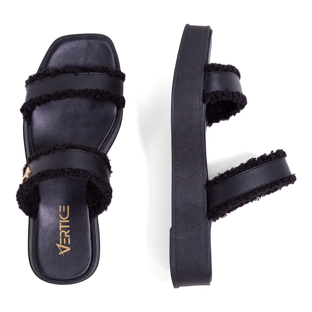 Sandália Flatform Duas Tiras  Preto Preto 4