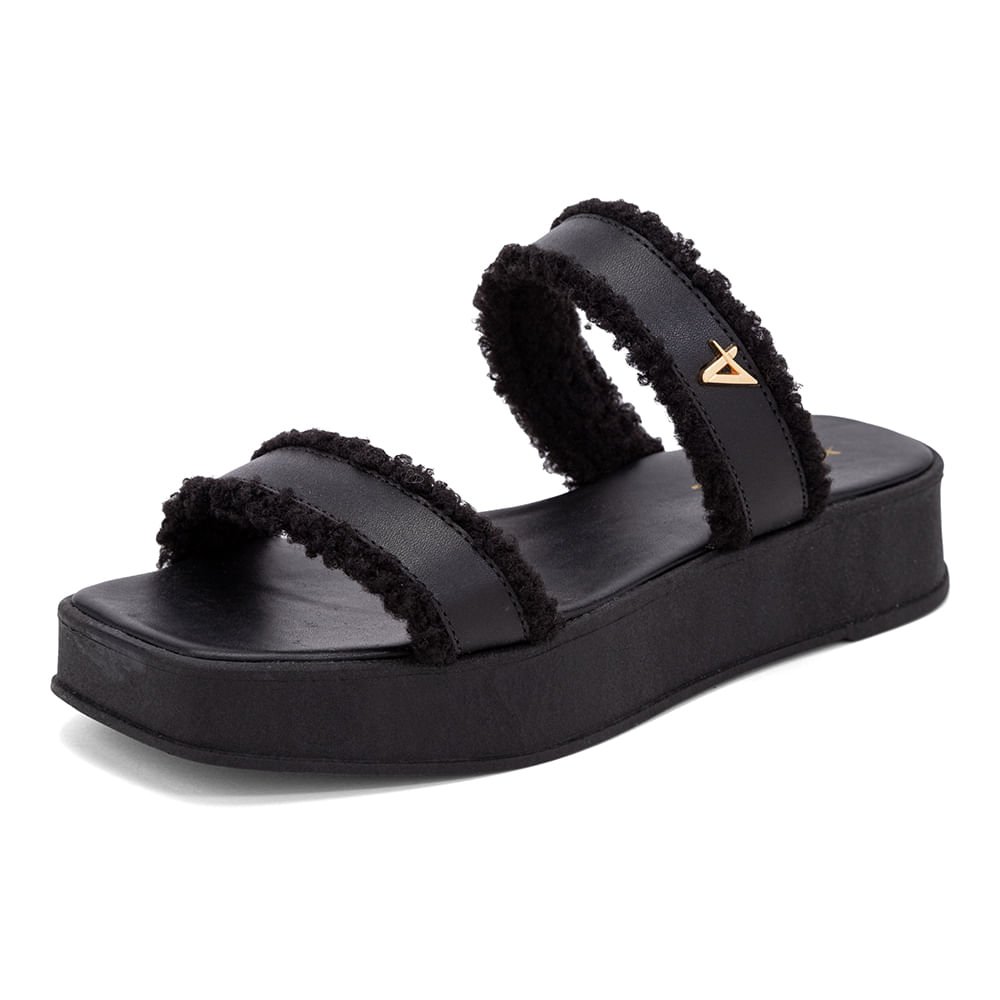 Sandália Flatform Duas Tiras  Preto Preto 5