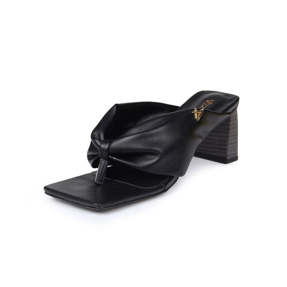 Tamanco Feminino Salto MéDio Square Preto Preto 5