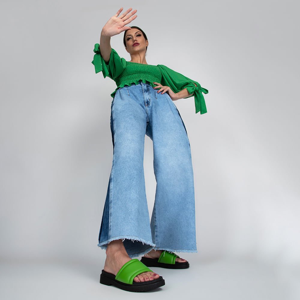 Sandália Papete Slide Puffy Verde Verde 7