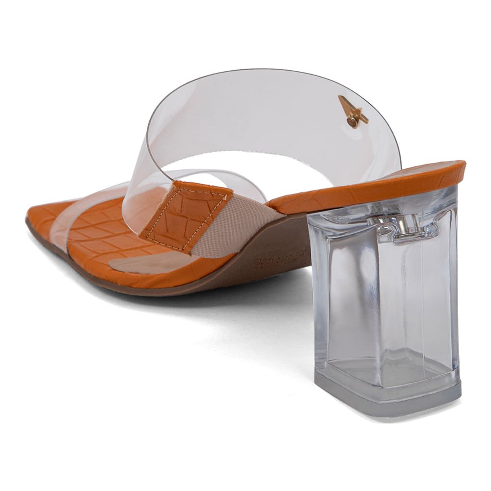 Tamanco Feminino Salto Quadrado Orange Orange 3