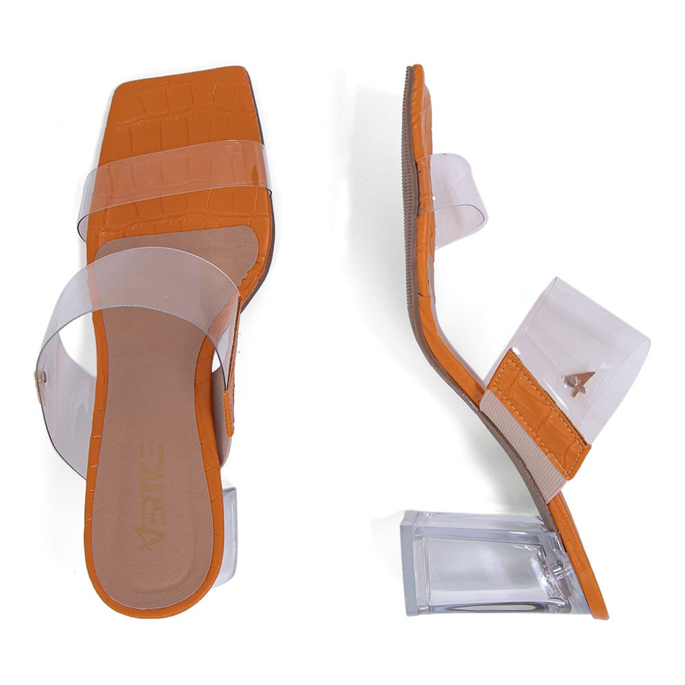 Tamanco Feminino Salto Quadrado Orange Orange 5